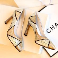 New arrival 2014 cow muscle pointed toe rhinestone single shoes noble fashion all-match elegant full genuine leather women pumps