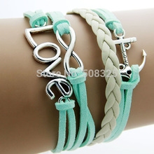 AB073 Fashion jewelry leather Double infinite multilayer bracelet factory price wholesales