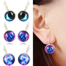 Galaxy Earring Space Silver Plated French Lever Back Earrings Unique Girl Gift