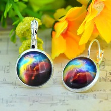 Galaxy Earring Space Silver Plated French Lever Back Copper Earrings 2014 New High Quality Brand Personality