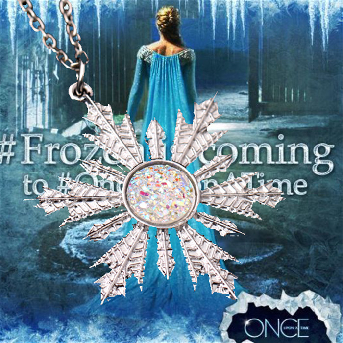 2014 newest once upon a time Anna Elsa family love Christmas gifts Magic snow shape necklace