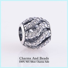 Openwork Pave Clear CZ 925 Sterling Silver Charm Beads DIY Bracelets Jewelry Making Fits Pandora Style