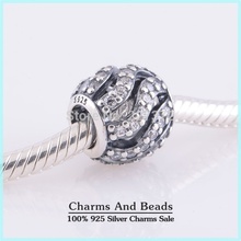Openwork Pave Clear CZ 925 Sterling Silver Charm Beads DIY Bracelets Jewelry Making Fits Pandora Style