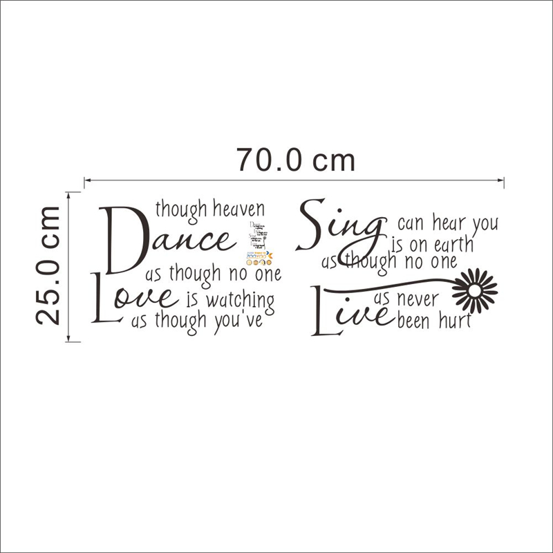 dance as though no one is watching love quote wall decals zooyoo2008 removable pvc wall stickers
