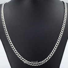 Mens 3 5 7 9 11mm Curb Chain Silver Tone Promotion Stainless Steel Necklace Chain High