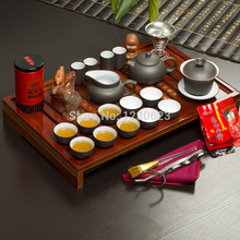 Drinkware Kung Fu Tea Set 29 PCS Sets YiXing Purple Clay Dragon Tea Set Two teapot
