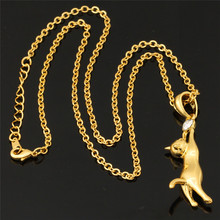 U7 Lovely Cat Necklace Pet Jewelry 18K Real Gold Plated Rhinestone Fashion Jewelry Trendy Animal Pendant