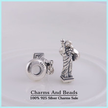 925 Sterling Silver Statue of Liberty Dangle Thread Pendant Charm Fits Pandora Style Charm Bracelets Bangles