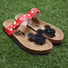 South Korea cute cartoon Mickey Minnie mouse women casual cork slippers holiday comfortable sandals summer cool flip-flops #0001