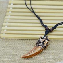 New Brand Light Brown Yak bone carving Dragon totem pendant supporter talismans necklace Jewelry free shipping For Women men