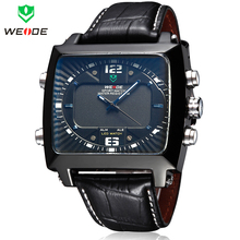 New Classical WEIDE Men Fashion Casual LED Alarm Date Quartz Sports Watch Luxury Brand Genuine Leather
