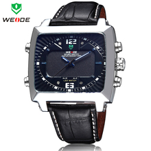 New Classical WEIDE Men Fashion Casual LED Alarm Date Quartz Sports Watch Luxury Brand Genuine Leather