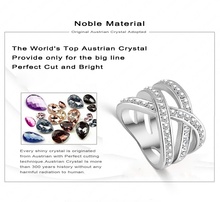 Double Cross Ring Trendy Ring Platinum Plated Genuine SWA Elements Austrian Crystals Women Rings Fashion Jewelry