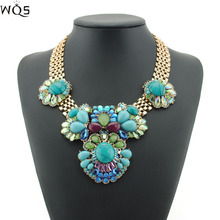 New 2015 Brand Shourouk Necklace Fashion Color Crystal Bead Collars Pendant Necklace Statement Design Women Chain