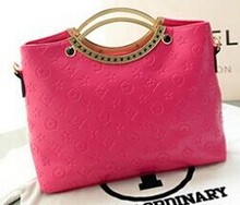 2014 fashion latest high quality pu leather lady hand bag emboss pattern women handbag brand designer