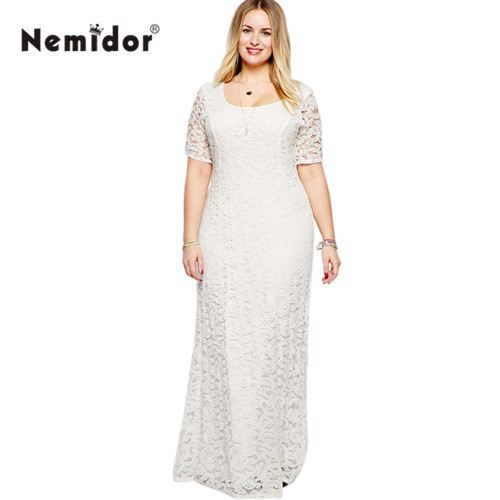 ... Sale-High-Quality-Full-Lace-Backless-Sexy-Plus-Size-White-Maxi-Dress