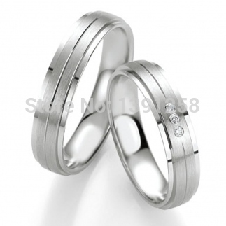 JH Couple Series 5mm Solid Genuine 9ct 9k White Gold Natural I1 Diamond Wedding Ring Couples