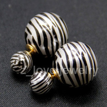 New arrival Fashion Printing Noble Paragraph Double Faced Pearl Studs Earrings Double Faced Dual Studs Earrings