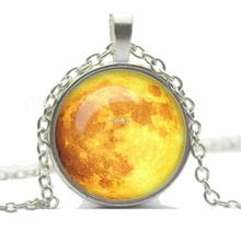 Glass Galaxy Cabochon Full Moon Necklace Pendant Chain Necklace Hot Slae Jewelry For Fashion Women Men