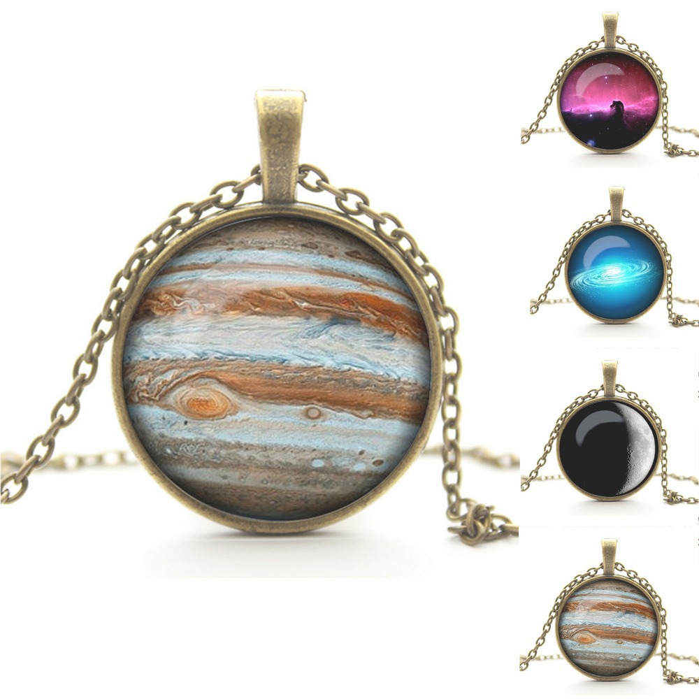 Vintage Universe Cabochon Galaxy Necklace Pendant Chain Necklace New Brand Women Men Lovely Gift Cheap fine