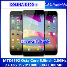 5.5 inch 1920*1080 FHD KOLINA K100+ Octa Core MTK6592T 2.0GHz 2GB/32GB Android 4.2 WiFi 3G WCDMA 13.0MP Camerae Smart Cell Phone