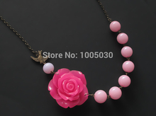 Statement Necklace Bridesmaid Jewelry pink Flower Necklace Turquoise Jewelry Beadwork Bib Necklace women accessories Gift