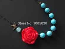 Statement Necklace Bridesmaid Jewelry pink Flower Necklace Turquoise Jewelry Beadwork Bib Necklace women accessories Gift