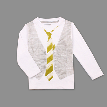 2015 общество с ограниченной топ мода мальчики мальчики одежда дети майка 100% хлопок рукав дети рубашки поддельные жилет галстук-бабочка печать нова
