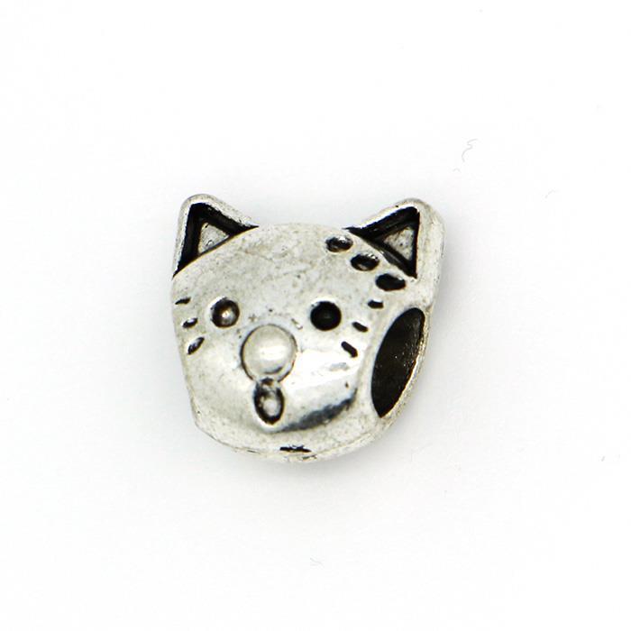 1pcs Silver Bead Charm European Cat Head Fashion Bead DIY Fit Pandora Bracelets Necklace