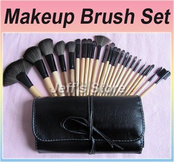 Professional 24 PCS Brand Wooden Handle Makeup Brushes Cosmetic Make up Brush Set Tool With Black Bag Drop shiping