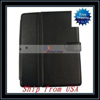 Free Shipping + Wholesale 5pcs/lot Black Leather Case For iPad Ship from USA-I00087