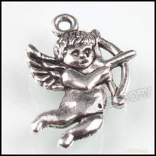 150pcs/lot Antique Silver Zinc Alloy Love Cupid Pendant,Love Cupid Angel Charm Pendant Beads 140191