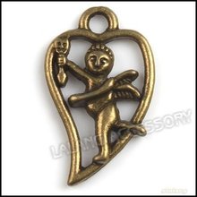240pcs lot Wholesale Fashion Heart Pendant Alloy Metal Jewelry Pendant Vintage Cupid Charms Bracelet Making 23x13x2mm