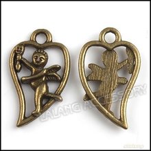 240pcs lot Wholesale Fashion Heart Pendant Alloy Metal Jewelry Pendant Vintage Cupid Charms Bracelet Making 23x13x2mm