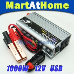 Transporte livre novo 1000w 12v dc para 220v acinversor de energia usb para auto carro #10183 @cf