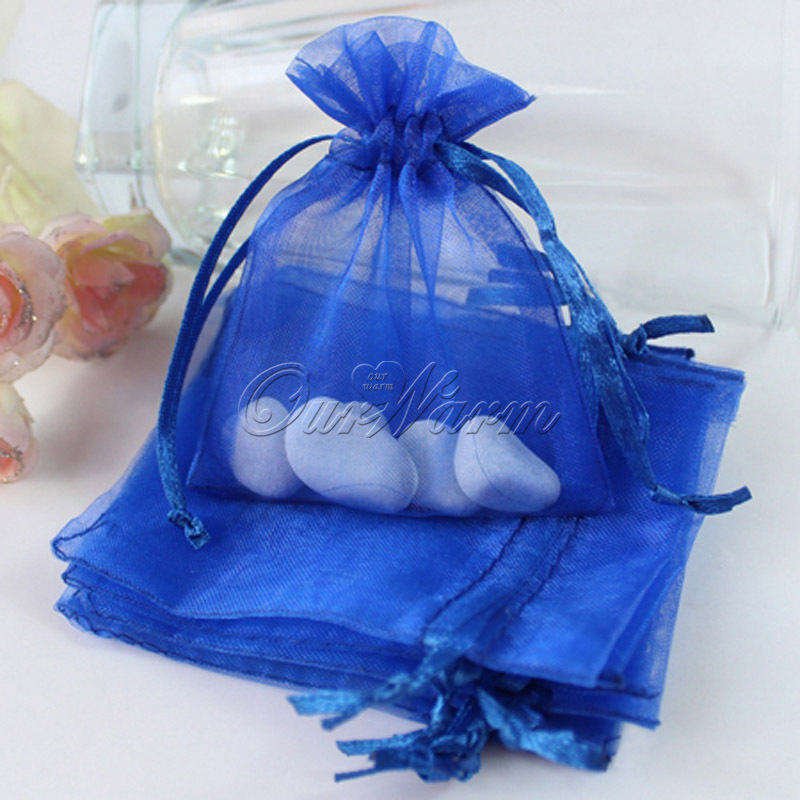 50 Pieces Royal Cobalt Blue 3 x 3 5 7cm x 9cm Strong Sheer Organza Pouch