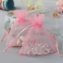 100 pcs lot Light Pink 3 x3 5 7cm x 9cm Strong Sheer Organza Pouch Wedding