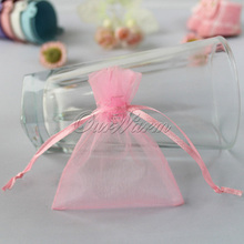 100 pcs lot Light Pink 3 x3 5 7cm x 9cm Strong Sheer Organza Pouch Wedding