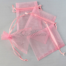 100 pcs lot Light Pink 3 x3 5 7cm x 9cm Strong Sheer Organza Pouch Wedding