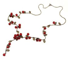 Min.order is $10 (mix order) HOT!!Free Shipping&Wholesales-2013 Star Necklace – Beautiful Red cherries Necklace(Red)   N116