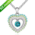 Free Shipping 50% OFF Glaring and Colorful Crystal Pendant Necklace Jewelry Fashion Zircon Heart Necklace (6 Color)10Pcs/Lot