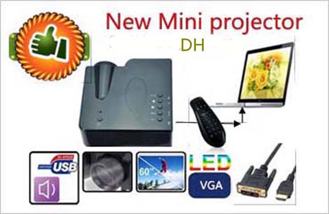 Free Drop ship original Digital LED Projector with AV IN/USG/ VGA port,Brightness,40 lumens mini projector(China (Mainland))