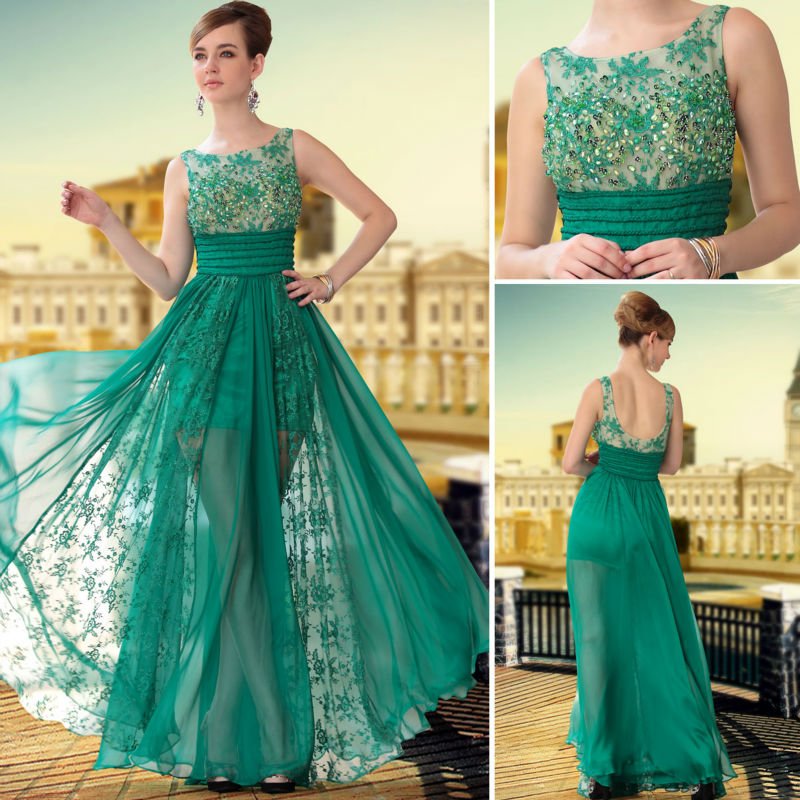 Vestido de fiesta verde