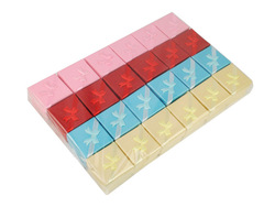 Free shipping ! Cardboard Ring Boxes, Cube with ribbon bowknot ornament, 4x4x3mm, 24PCs/Bag assorted colour(China (Mainland))