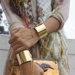 Min.order is $12(mix order)New Punk Rock Wide Silver And Gold Plated Bangle Cuff Bracelet Punk Bangle Fashion Jewelry AB02004(China (Mainland))