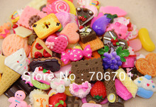 Freeshipping 15-25 mm Mix Styles Flat back Resin Dessert Cabochons Jewelry / Mobile phone DIY Accessory by 100pcs/lot