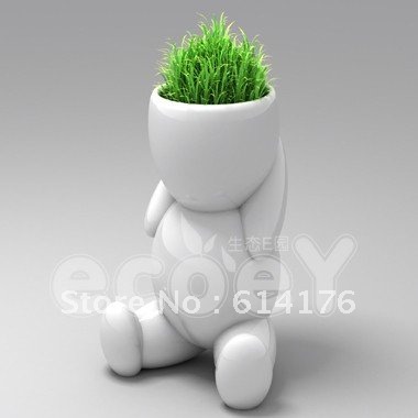 Mini Bonsai on Creative Gift Plant Big White Figurine Bonsai Grass Doll Office Mini