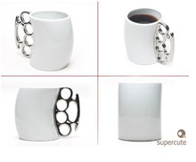 fisticup brass knuckles cup ceramic coffee mug for birthday gift Porcelain coffee mug with brass knuckle