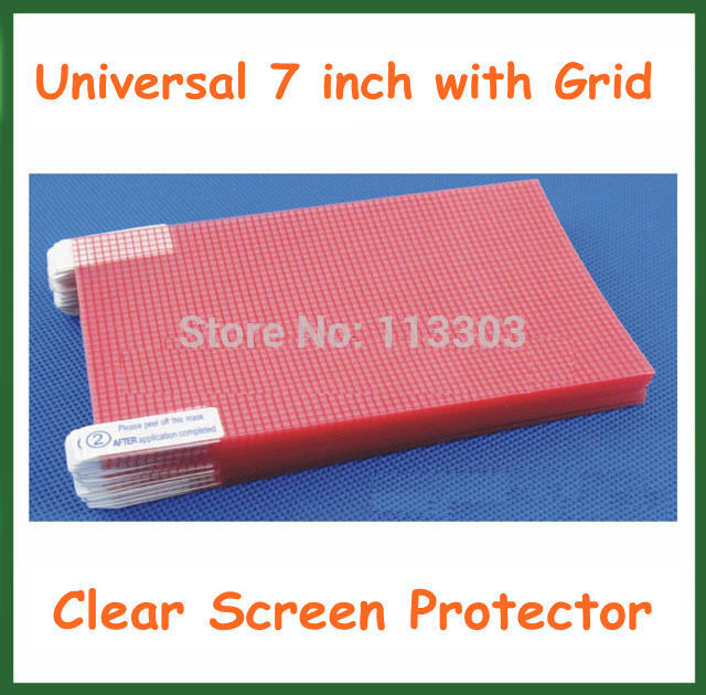 100pcs Universal 7 inch Clear LCD Screen Protector Protective Film with Grid for Mobile Phone GPS
