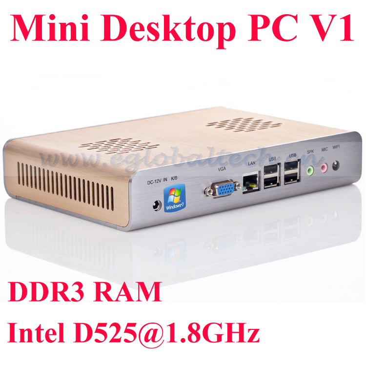 PC Portable Small Size Light Weight Diskless Mini PC Dual Core Intel D525 1.8GHz, 2G DDR3, 500G HDD Net Computer(China (Mainland))